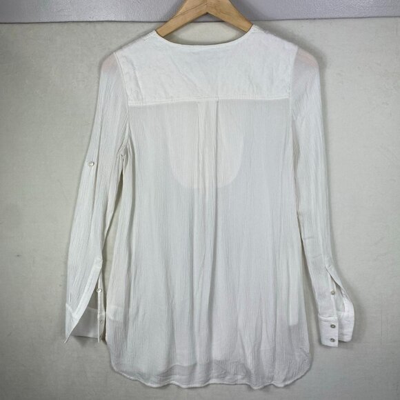 Vince Yoke Front Black Trapunto Tunic Top in White- Medium - Picture 5 of 9